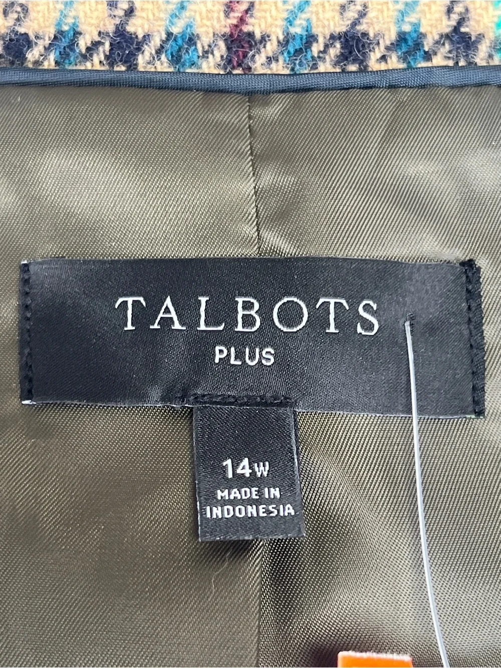 EUC! Talbots  Houndstooth Shetland Wool Blend Blazer Size 14W